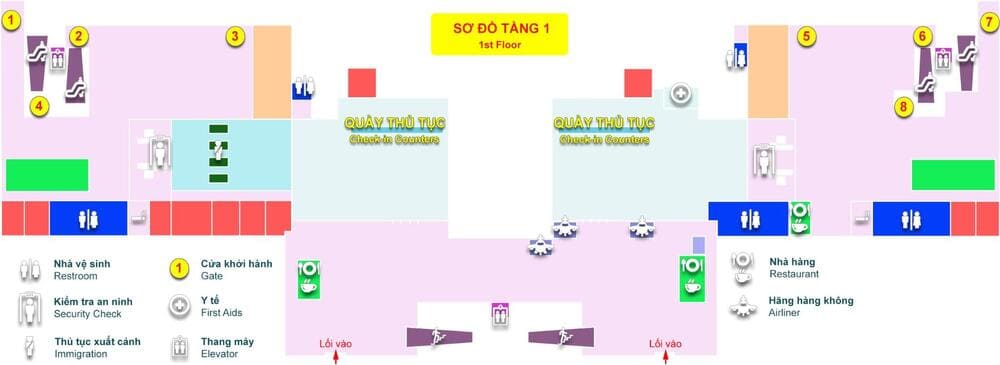 Sơ đồ tầng 1 sân bay Trà Nóc (Cần Thơ)